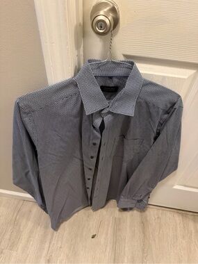 Men's Long-Sleeve Dress Shirt - Navy Microdot